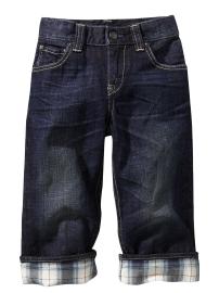 Lil' loose jeans (plaid cuff dark wash)