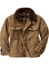 Shearling collar corduroy jacket