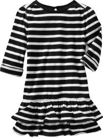 Striped ruffle hem dress