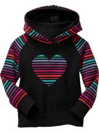 Intarsia heart striped hoodie