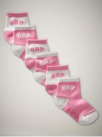 Pink logo crew socks (6-pack)
