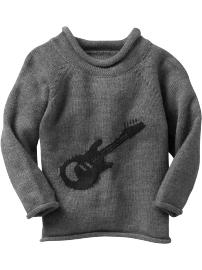 Intarsia guitar roll sweater