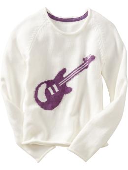 Intarsia knit guitar sweater