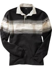 Long-sleeved striped rugby polo
