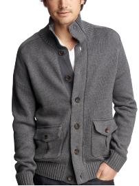 Military mockneck cardigan