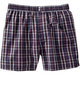 Navy, red and white plaid boxers
