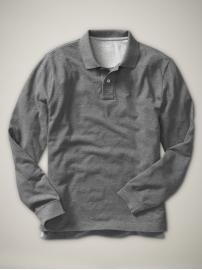 Long-sleeved pique polo