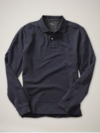 Long-sleeved pique polo