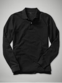 Long-sleeved pique polo