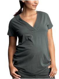 Pintucked V-neck T