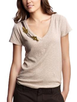 Applique V-neck T | Gap :  short sleeves womens gold summer