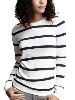 Striped supersoft long-sleeved  T | Gap :  striped complementary colors gray knit