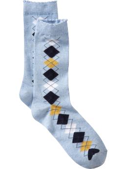 Scallop-edged mini argyle socks