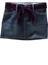 Sparkly belted denim mini skirt