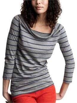Striped cowlneck T | Gap :  basic black and white white nautical