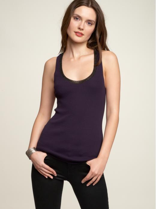 Gap Womens Ribbed Metallic Trim Tank