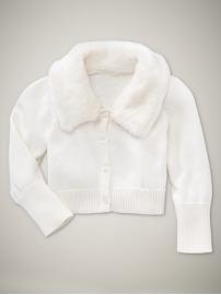 Faux-fur collared cardigan