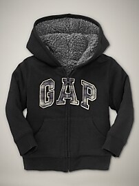 Sherpa-lined arch logo hoodie