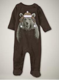 Trapper hat & bear one-piece