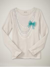 Long-sleeve girly embellished T