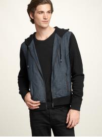 Chambray fleece hoodie