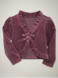 Velour ruffle cardigan