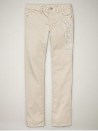 Embellished sateen skinny jeans