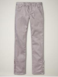 Sateen ruffle super skinny jeans