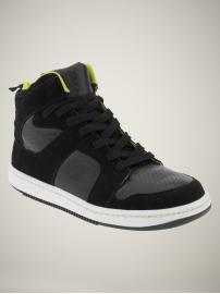 Neon-lined hi-top sneakers