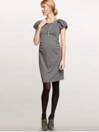Pleat-sleeve knit dress