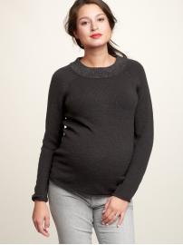 Metallic-neck sweater