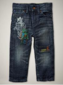 Playdate straight jeans (embroidered dark wash)