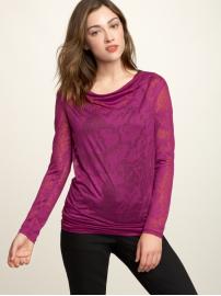 Burnout lace cowlneck T