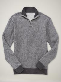 Marled mockneck fleece pullover