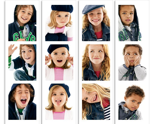 gap casting call: say hello to the winners: jaron: 7 years, beaumont, texas | kenadi: 3 years, dakota dunes, south dakota | samantha: 7 years, clayton, north carolina | parker: 2 years, st. cloud, minnesota. sponsored by kodak easyshare gallery.