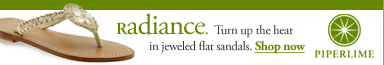 radiance. turn up the heat in jeweled flat sandals. shop now. piperlime.