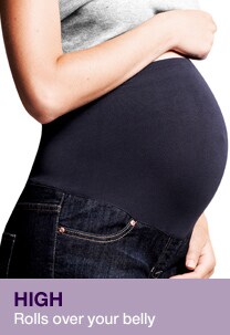 high rolls over your belly. full panel: smooth, thin panel stretches over your belly. maximum support when you need it most.