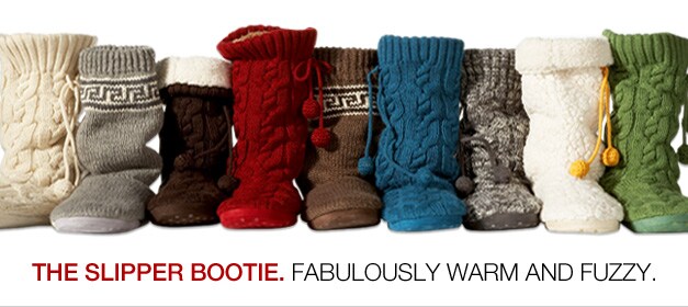 the slipper bootie. fabulously warm and fuzzy.