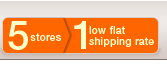 5 stores. 1 low flat shipping shipping rate.