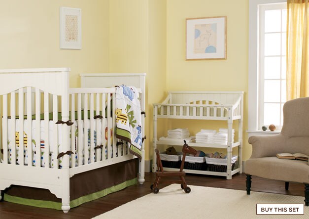 view in a room: baby safari: boldly patterned safari animals in hip stripes and bright colors. buy this set.