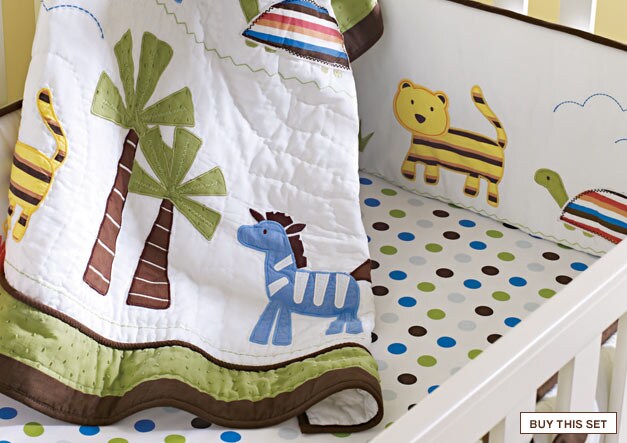 look closer: baby safari: boldly patterned safari animals in hip stripes and bright colors. buy this set.