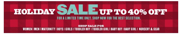 holiday sale up to 40% off. for a limited time only. shop now for the best selection.
