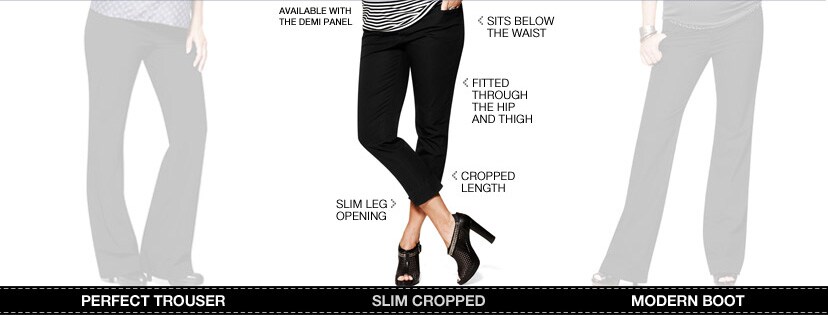 introducing the new premium pant collection, perfect trouser, slim cropped, modern boot.