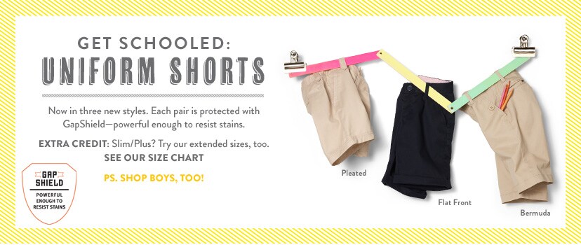 get schooled: uniform shorts