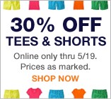 30% off tees & shorts