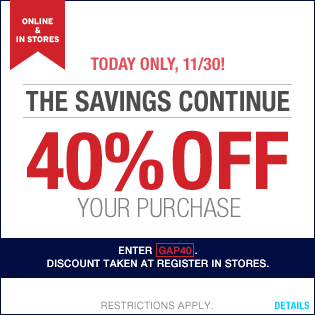 40% off your purchase.