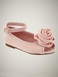 Peep toe rosette flats