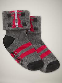 Triple-roll patterned socks