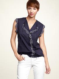 Scalloped eyelet top