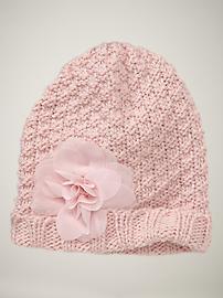 Textured flower beanie